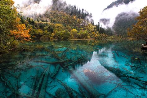 Five Colour Lake Jiuzhaigou Valley Is Part Of The Min Mountains On The