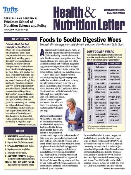 Tufts University Health And Nutrition Letter One Year Subscription