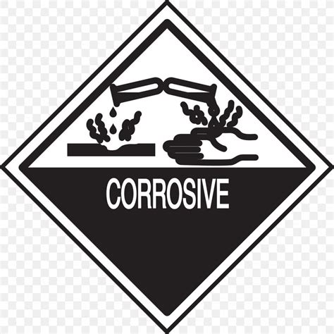 Hazmat Class Corrosive Substances Corrosion Label Sign Png