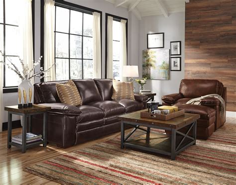 Living Fitterers Furniture Brown Leather Couch Living Room