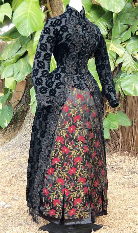 voided velvet redingote style reception dress c 1887 victorian era fashion 1880s fashion