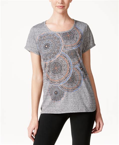 Style And Co Printed Crew Neck T Shirt Only At Macys Tops Women