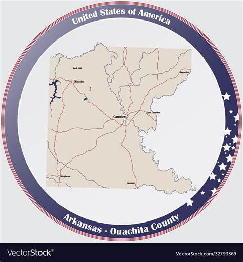 Map Ouachita County In Arkansas Royalty Free Vector Image
