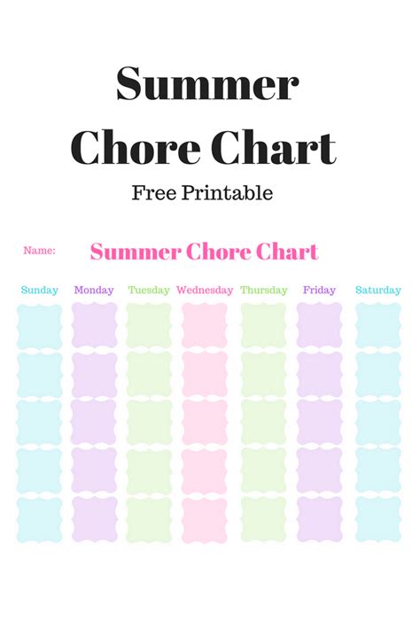 Summer Chore Chart