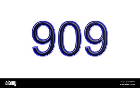 Blue 909 Number 3d Effect White Background Stock Photo Alamy