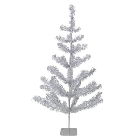 3 Medium Silver Tinsel Twig Pine Artificial Christmas Tree Unlit