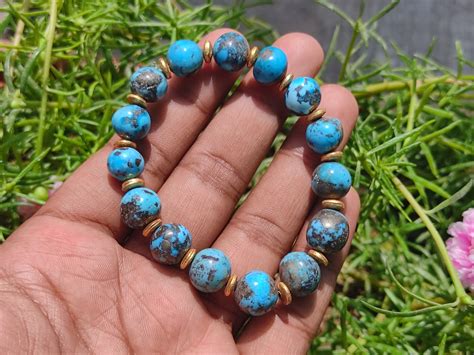 Persian Turquoise Crystal Natural Round Bracelet Handmade Etsy
