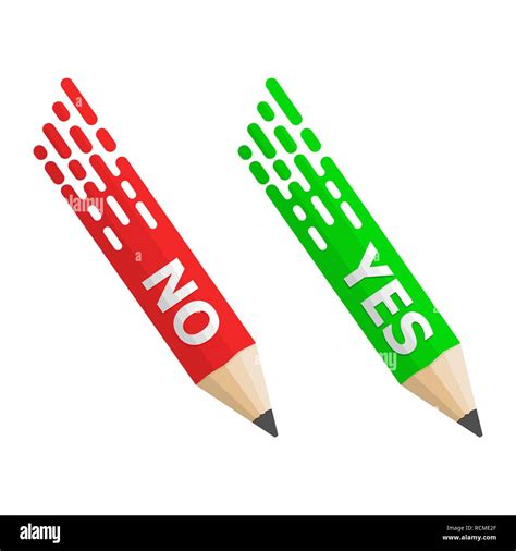 Pencils With Yes And No Text Vector Illustration Colored Pencils On