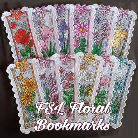 Fsl Floral Bookmarks Set 12 Designs 2 Sizes Products Swak Embroidery S Rose