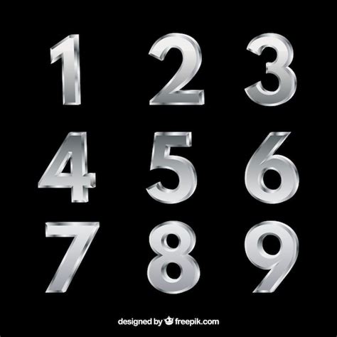 Silver Numbers Clip Art