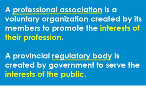 Professional Association Vs Regulatory Body Factbc
