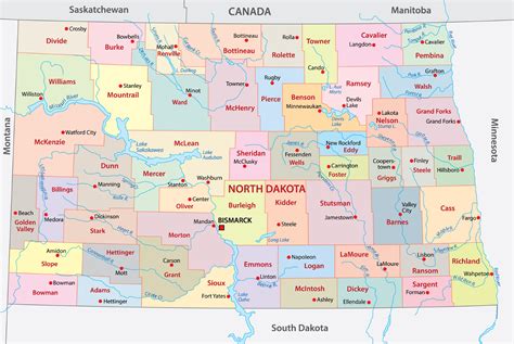 North Dakota Counties Map Mappr