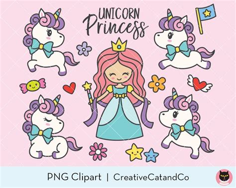Unicorn Princess Clipart Cute Baby Unicorn Illustration Etsy