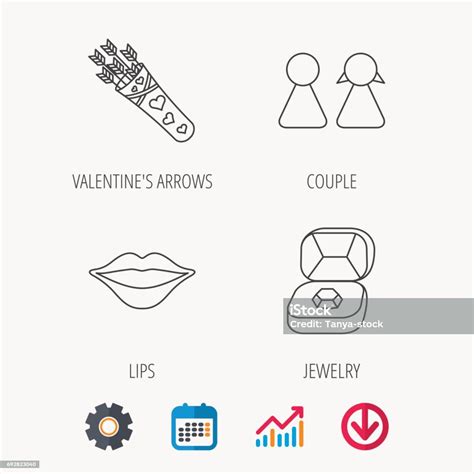 Couple Kiss Lips And Jewelry Icons Stock Illustration Download Image