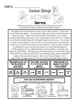 Activities and crafts all about germs! Curious George Discovers Germs - Worksheet Set by Little ...