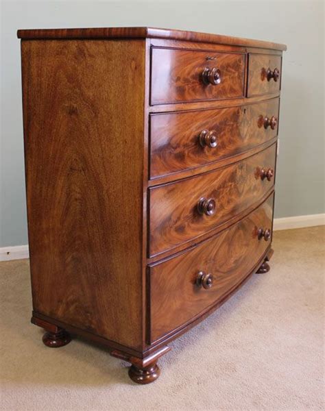 Antique Victorian Mahogany Bow Front Chest Drawers 241119