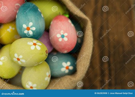 Colourful Easter Eggs With Flowers Painted Stock Photo Image Of Happy