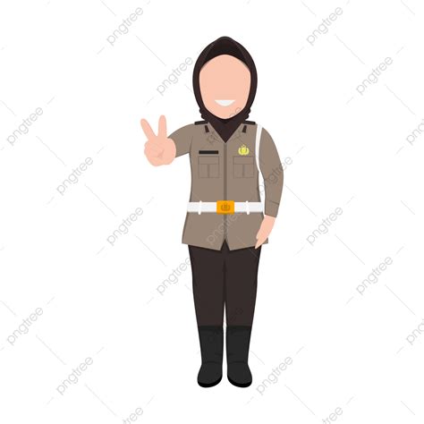 Polisi Wanita Berhijab Kartun Polwan Polisi Kartun Hijab Polwan Png