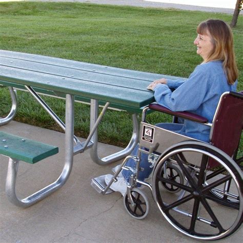 Jayhawk Plastics Commercial 6 Ft Wheelchair Accessible Galvanized Frame Recycled Plastic Picnic