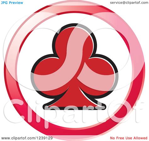 The leading round ers card club site on the net.' Clipart of a Round Red Playing Card Club Icon Button ...