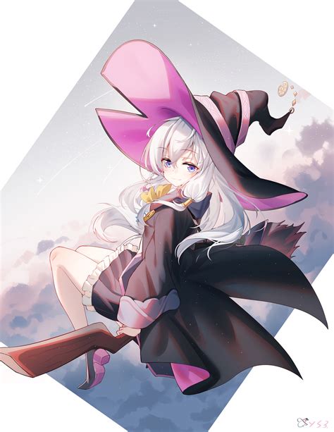 Witch Blue Eyes Smiling Women With Hats Fantasy Girl White Hair