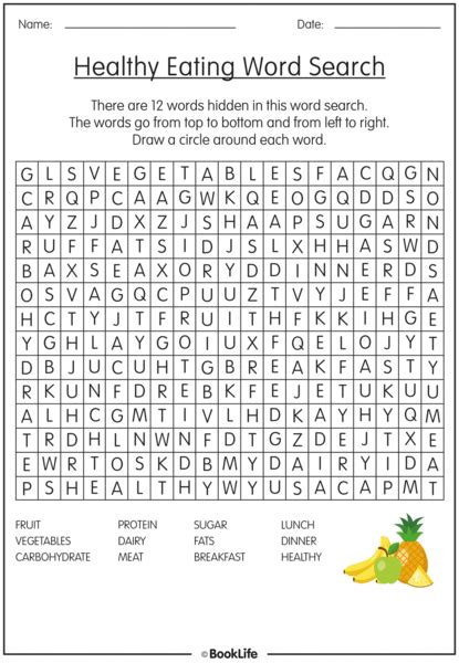 Free Healthy Eating Word Search Booklife