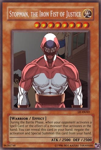 Stopman The Iron Fist Of Justice Advanced Card Design Yugioh Card