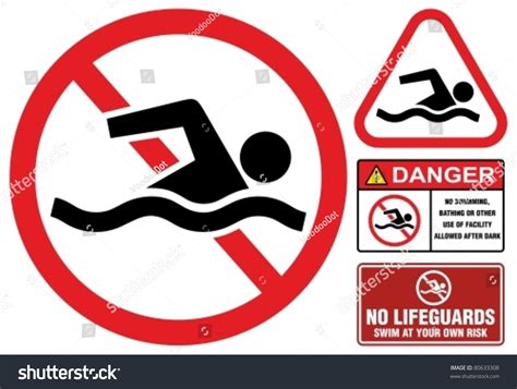 No Swimming Hazard Warning Sign Royalty Free Stock Vector 80633308