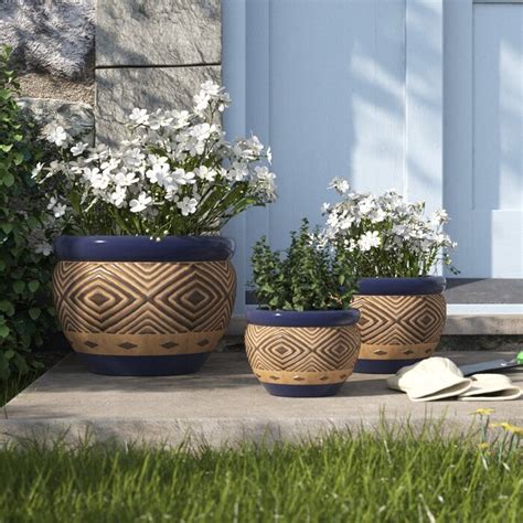 Birch Lane™ Warrenton 3 Piece Ceramic Pot Planter Set And Reviews Wayfair