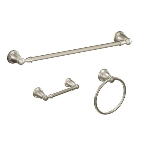 Moen Banbury 3 Piece Bath Hardware Set With 24 In Towel Bar Toilet Paper Holder And Towel