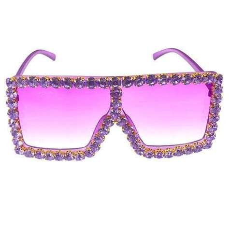 Glistening Rhinestone Rimmed Star Fashion Women Sunglasses Purple