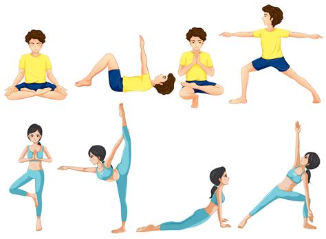 Different Yoga Poses 373196 Vector Art At Vecteezy