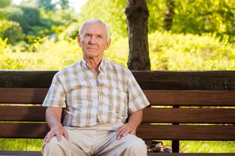 Old Man Sitting On Bench Stock Image Everypixel