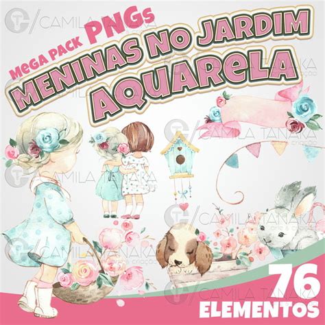 Kit Digital Png Meninas No Jardim Aquarela Pague 1 Leve 3 No Elo7