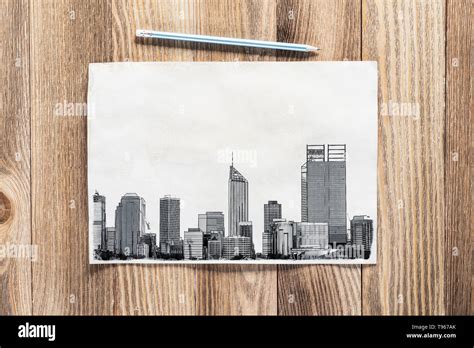 Big City Skyline Pencil Draw Stock Photo Alamy