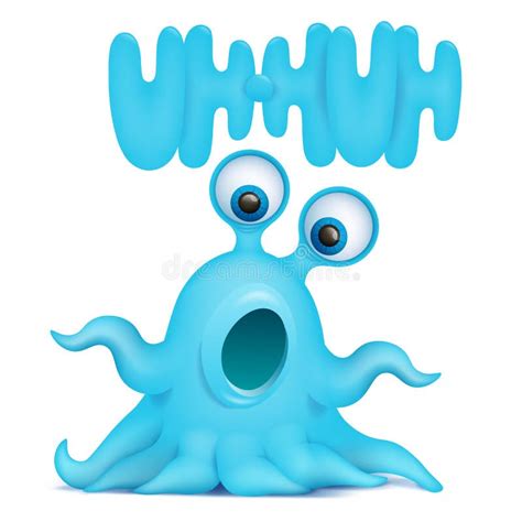 Lustiger Krake Emoji Monsterzeichensatz Stock Abbildung Illustration