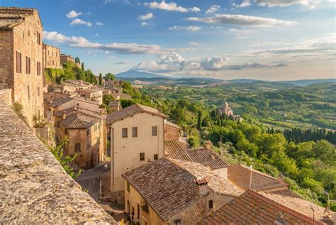 View Of The City And Tuscan Hills Landscape From The Town Of