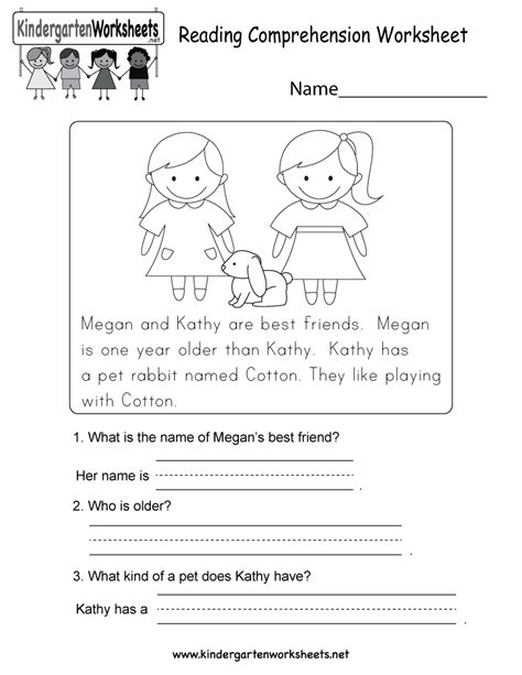 Free Printable Reading Comprehension Worksheets For Kindergarten Free Printable