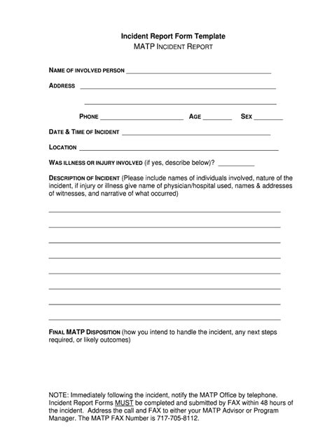PA MATP Incident Report Form Template Fill And Sign Printable