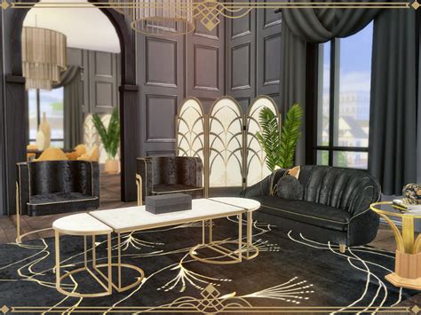 Retro Art Deco Living And Dining Room By Summerr Plays At Tsr Sims 4