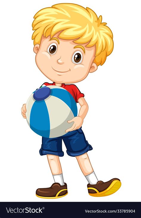 Boy Holding A Ball Clipart Image