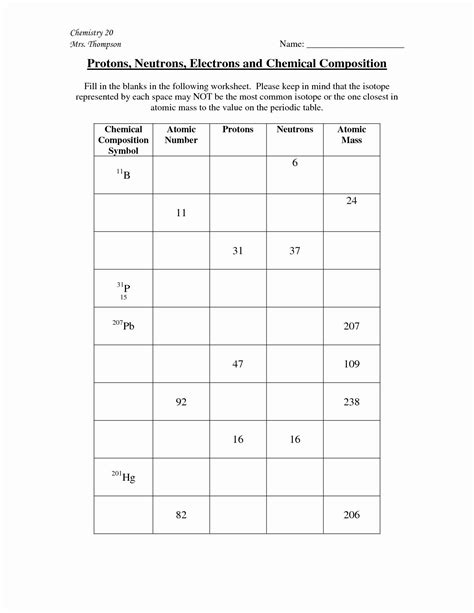 Based on electron configurations, which of the following pairs of elements contains the same number of energy levels? Protons Neutrons And Electrons Practice Worksheet Answer Key - worksheet