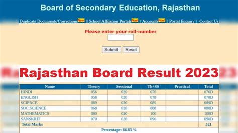 Rbse Results Bser Ajmer Rajasthan Board Class 10th Result Marksheet