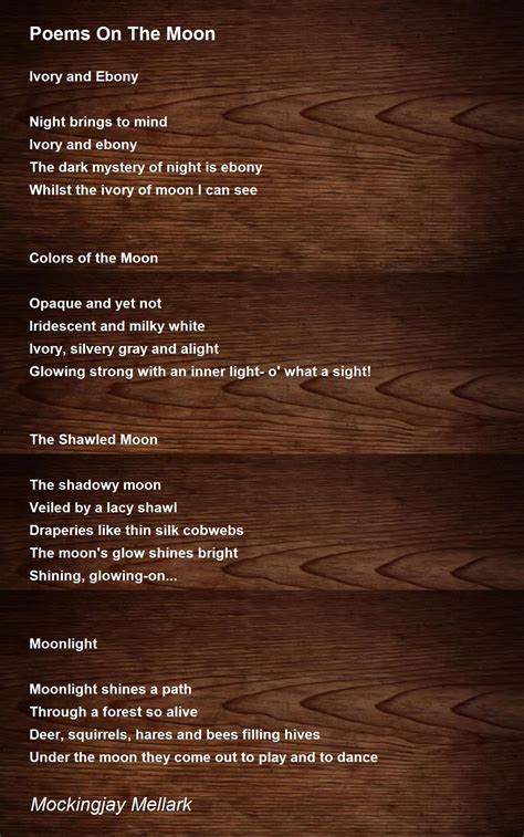 Poems On The Moon By Mockingjay Mellark Poems On The Moon Poem