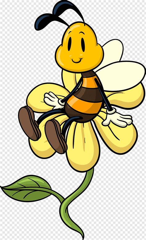 Character Bee On Flower Fly Guy And Bee Drawing Honey Bee