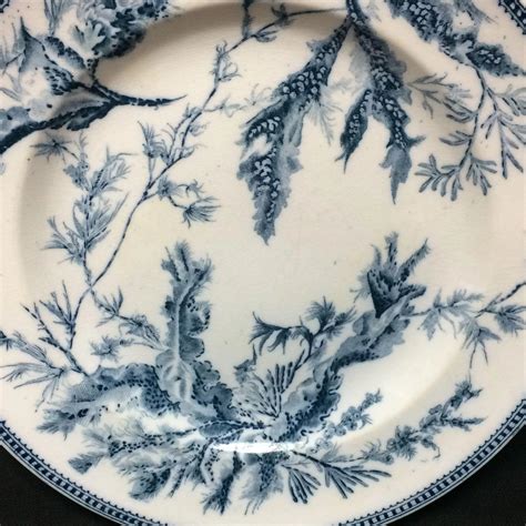 Blue Wedgwood Staffordshire Dinner Plate ~ Seaweed 1883