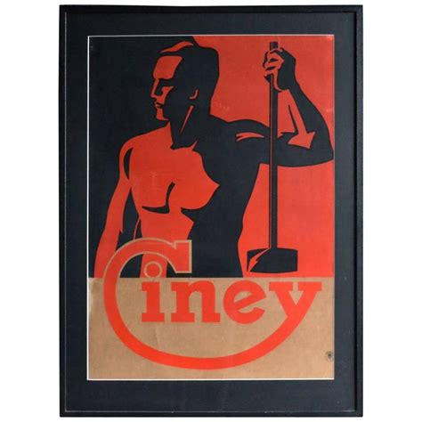 Art Deco Poster Advertising Ciney Belgium Ovens In Red And Black For