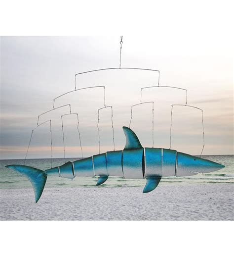 Handmade Recycled Metal Shark Mobile Art Wind And Weather Exclusive