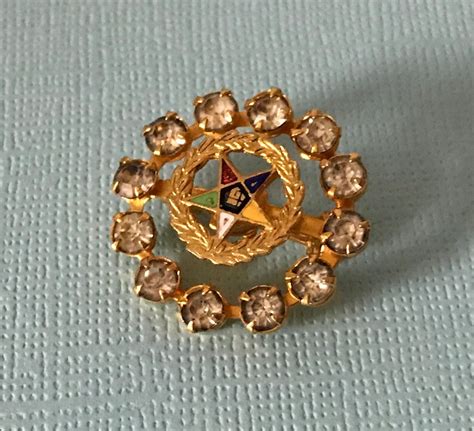 Vintage Order Of The Eastern Star Rhinestone Brooch Oes Etsy