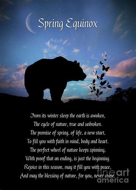 Spring Equinox Ostara Blessing Poem With Bear And Crescent Moon